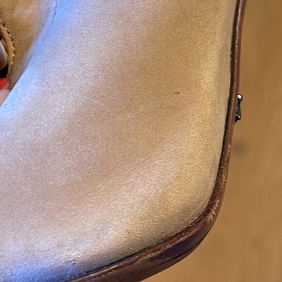 Schutz Women's Tan Nubuck Leather Lace Up Peep Toe Stiletto Bootie Shoes Size 7 - Picture 10 of 10